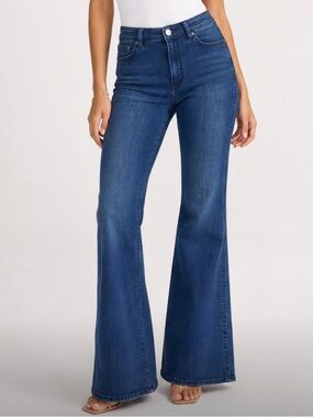 Free people we the free Brooke high rise dark wash flared stretch jeans sz 28